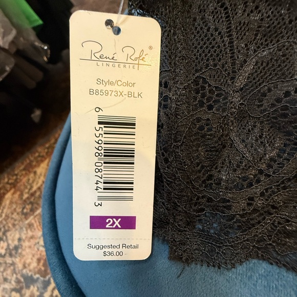Rene Rofe Black Lace Bralette Soft Cup Bra 2X NWT - Picture 4 of 4